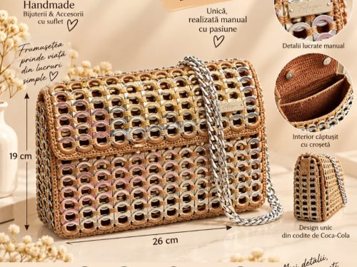 Geantă handmade Fufezan din cheițe Coca-Cola – model brevetat