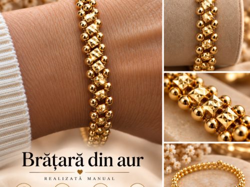 Brățară handmade din argint 925 placat cu aur – 16 cm
